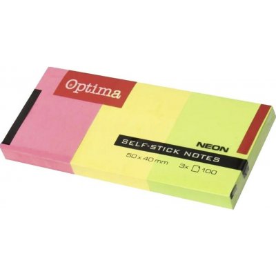 Samolepicí poznámkové lístky OPTIMA 38 × 51 mm, neonové, 3 × 100 listů, 122939 – Hledejceny.cz