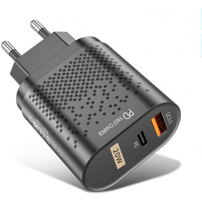 Bomba Rychlonabíječka do zásuvky USB-C + USB 20W černá K384_BLACK – Zboží Mobilmania