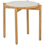 Apple Bee Odkládací stolek St Lucia Teak, Apple Bee, kulatý 55x49 cm, rám teak, deska keramika dekor Travertino white – Hledejceny.cz