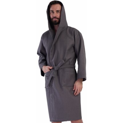 luxusní pánský župan s kapucí z bavlny šedá – Hledejceny.cz