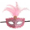 Karnevalový kostým Carnival Toys Růžová škraboška s peřím
