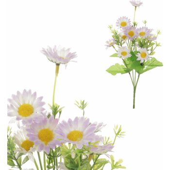 Heřmánek, puget, barva smetanovo-lila Květina umělá KN5105-CRM-LILA