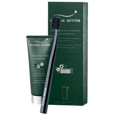 Swiss smile Vitalizing Herbal zubní pasta zubní pasta Vitalizing Herbal 75 ml + zubní kartáček Sensitive-Soft Green 1 ks – Hledejceny.cz