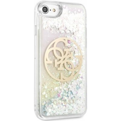 Pouzdro GUESS Glitter Circle Apple iPhone 7 8 SE2 bílo-zlaté – Zboží Mobilmania