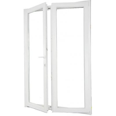 Aluplast Plastové dvoukřídlé balkonové dveře oboustranná klika levé 160 x 200 bílé – Zboží Mobilmania