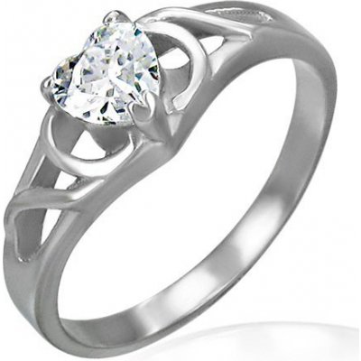 Šperky eshop zásnubní prsten čiré zirkonové srdce ornamenty D4.13 – Zboží Mobilmania