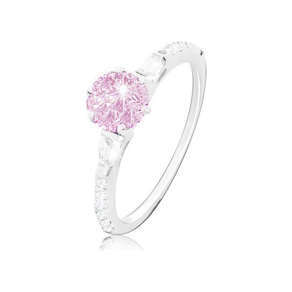 Šperky eshop zásnubní prsten stříbro 925 kulatý růžový zirkon třpytivá  ramena M13.17 od 582 Kč - Heureka.cz