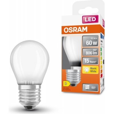 Osram Matná LED mini žárovka E27 5.5 W CLASSIC P, teplá bílá – Zboží Živě