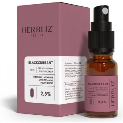 Herbliz Blackcurrant CBD Oil 2,5% ústní sprej s CBD 10 ml – Hledejceny.cz