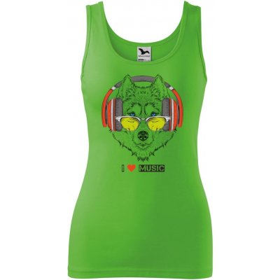 Dobrý Triko dámské tílko s potiskem I love music Apple green – Zboží Dáma