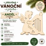 ADVIPO Dřevěná vánoční ozdoba Anděl s harfou 80 × 65 mm – Hledejceny.cz