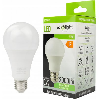 Berge LED žárovka E27 A80 20W 1800Lm teplá bílá – Hledejceny.cz