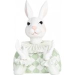 Dekorace busta bílý králík v zeleném obleku 11*10*16 cm – Hledejceny.cz