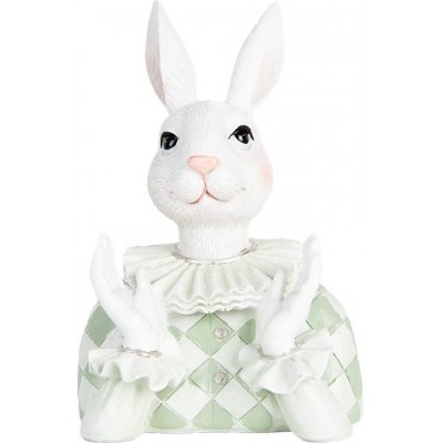 Dekorace busta bílý králík v zeleném obleku 11*10*16 cm – Hledejceny.cz