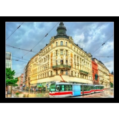 Obraz 1D - 100 x 70 cm - City tram in the old town of Brno, Czech Republic Městská tramvaj ve starém městě Brně, Česká republika – Zbozi.Blesk.cz