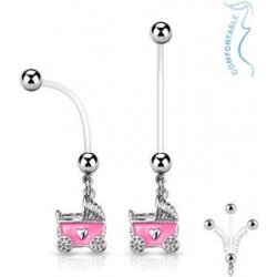 Šperky4U těhotenský piercing do pupíku kočárek WP01144-P