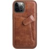 Pouzdro a kryt na mobilní telefon Apple Nillkin Aoge Leather Case flexibilní pancéřované z pravé kůže s kapsou iPhone 12 mini hnědé 6902048206458