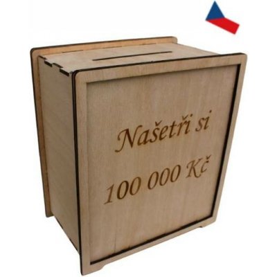 JH WoodArt Dřevěná pokladnička - Spořicí výzva 100 000 Kč – Zboží Dáma