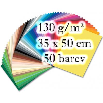 Folia Max Bringmann Barevné papíry 130 g/m2 50 listů 50 barev 25 x 35 cm