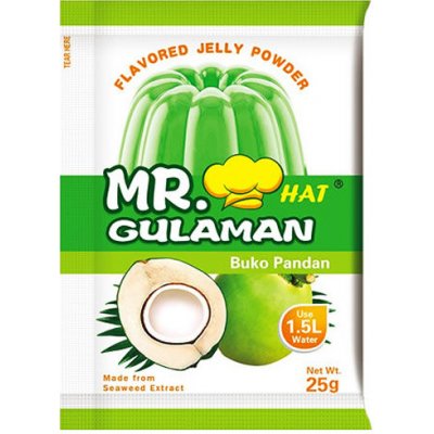 Mr. Hat Gulaman Želatina v prášku s příchutí kokosu a pandánu 25 g – Sleviste.cz