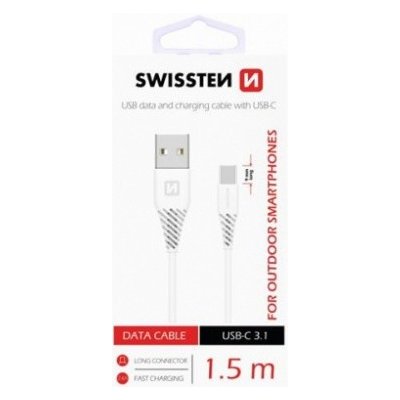 Swissten datový kabel USB-C 1,5m / 9mm bilý 71504402 – Zbozi.Blesk.cz