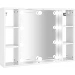 SHUMEE Zrcadlová skříňka s LED bílá s vysokým leskem 76 × 15 × 55 cm – Zboží Mobilmania