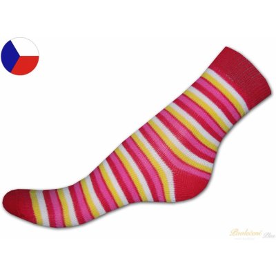 Nepon Dětské bavlněné ponožky Proužky červenorůžové