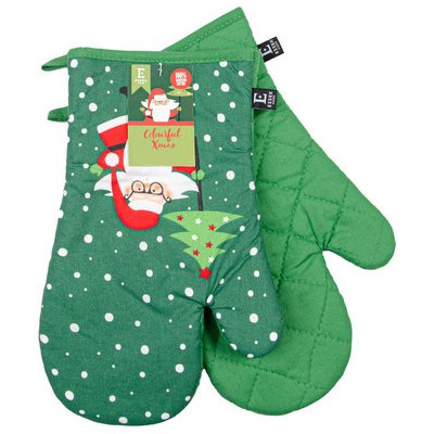 Kuchyňské rukavice chňapky COLOURFUL XMAS zelená 19x30 cm Essex – Zboží Dáma