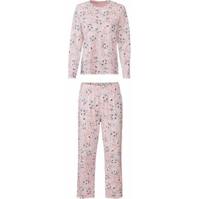 Esmara dámské pyžamo dlouhé růžové s květinami – Zboží Mobilmania