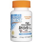 Doctor’s Best High Absorption Iron Ferrochel bisglycinát zinečnatý 27 mg 120 tablet – Hledejceny.cz