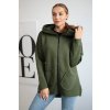 Dámská mikina Fashion week Asymetrická zateplená mikina parka s kapuci k68652 Khaki