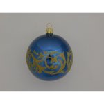 ONREX Vánoční ozdoba skleněná koule modrá ornament pr. 8 cm – Hledejceny.cz