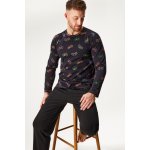 Lonka Lopping Bike pánské pyžamo dlouhé vzorované černé – Zboží Dáma