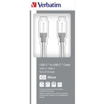 Verbatim 48867 USB (3.1), USB C (3.1)/USB C (3.1), 0,3m, stříbrný