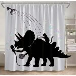 Sprchový závěs se zavěšením grommet top + háčky - Bílý s kočkou a dinosaurem, 180 x 180 cm – Hledejceny.cz