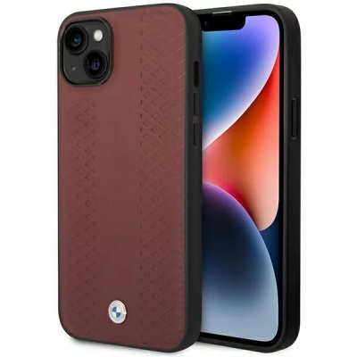 Pouzdro BMW iPhone 14 burgundy Leather Diamond Pattern – Sleviste.cz