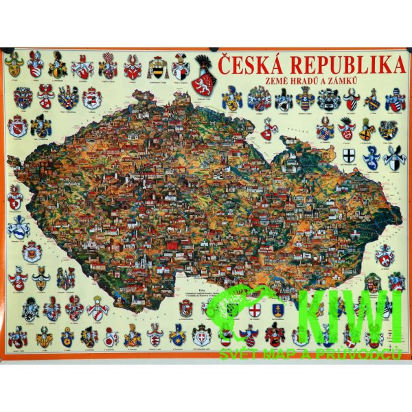 Nástěnné mapy nástěnná mapa ČR hradů a zámků - panorama, 89,5x68 cm laminovan