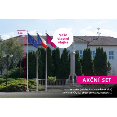 Výhodný set 3 stožárů s vnějším vedením lanka se 3 vlajkami Alerion – Hledejceny.cz