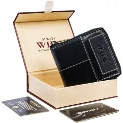 Always Wild Kožená pánská peněženka na čtvercový zip v retro stylu, RFID