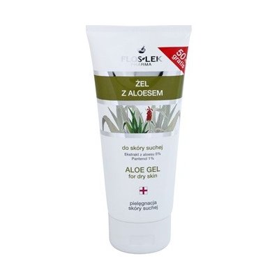 FlosLek Pharma Dry Skin Aloe Vera regenerační gel na obličej a dekolt Aloe Extract 5% Panthenol 1% 200 ml