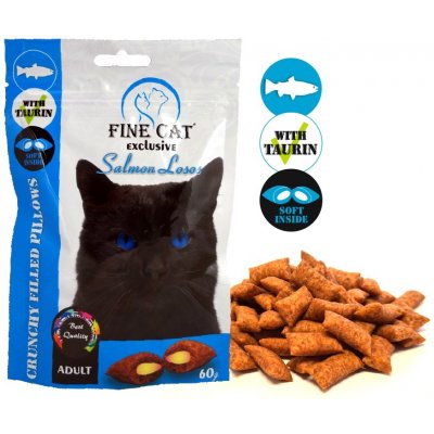 Fine Cat Exclusive Plněné polštářky pro kočky LOSOS 60 g