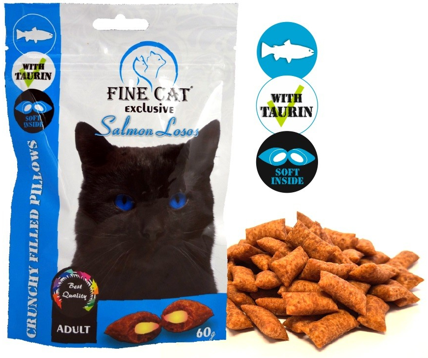 Fine Cat Exclusive Plněné polštářky pro kočky LOSOS 60 g