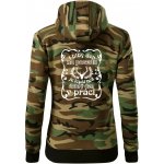 Blbý den na posedu dámská mikina trendy zipper s kapucí Hnědý maskáč – Hledejceny.cz