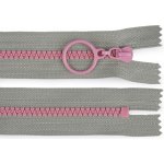 Kostěný zip barevný No 5 délka 15 cm s ozdobným jezdcem Varianta: 13 (317) šedá světlá růžová, Balení: 1 ks – Hledejceny.cz
