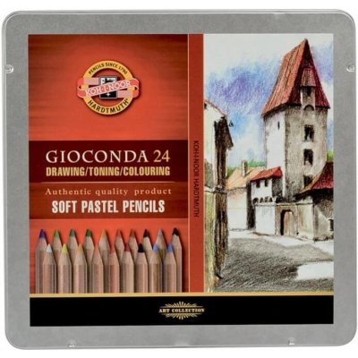 Koh-i-Noor křídy prašné umělecké v tužce GIOCONDA souprava 24ks v plechové krabičce – Zboží Mobilmania