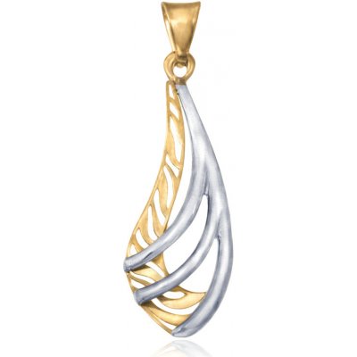 Gemmax Jewelry Zlatý přívěsek kapka se zvířecím vzorem žluto-bílé zlato GLPCN 20551 – Zboží Mobilmania
