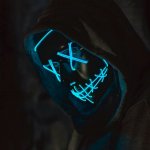 Děsivá svítící maska - modrá – Zboží Mobilmania