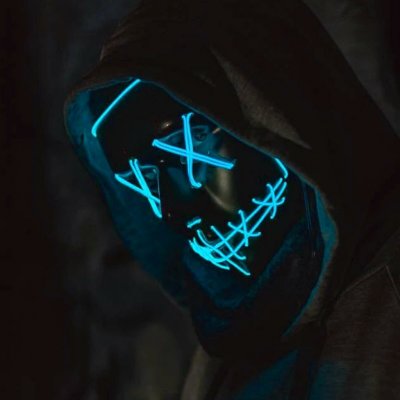 Děsivá svítící maska - modrá – Zboží Mobilmania