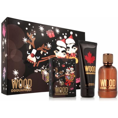 Dsquared2 Wood for Him EDT 100 ml + sprchový gel 100 ml + pouzdro na karty dárková sada – Hledejceny.cz