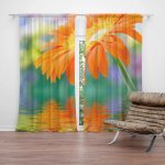 Závěsy Oranžová gerbera: 2 ks - 140x250 cm - Sablio – Hledejceny.cz